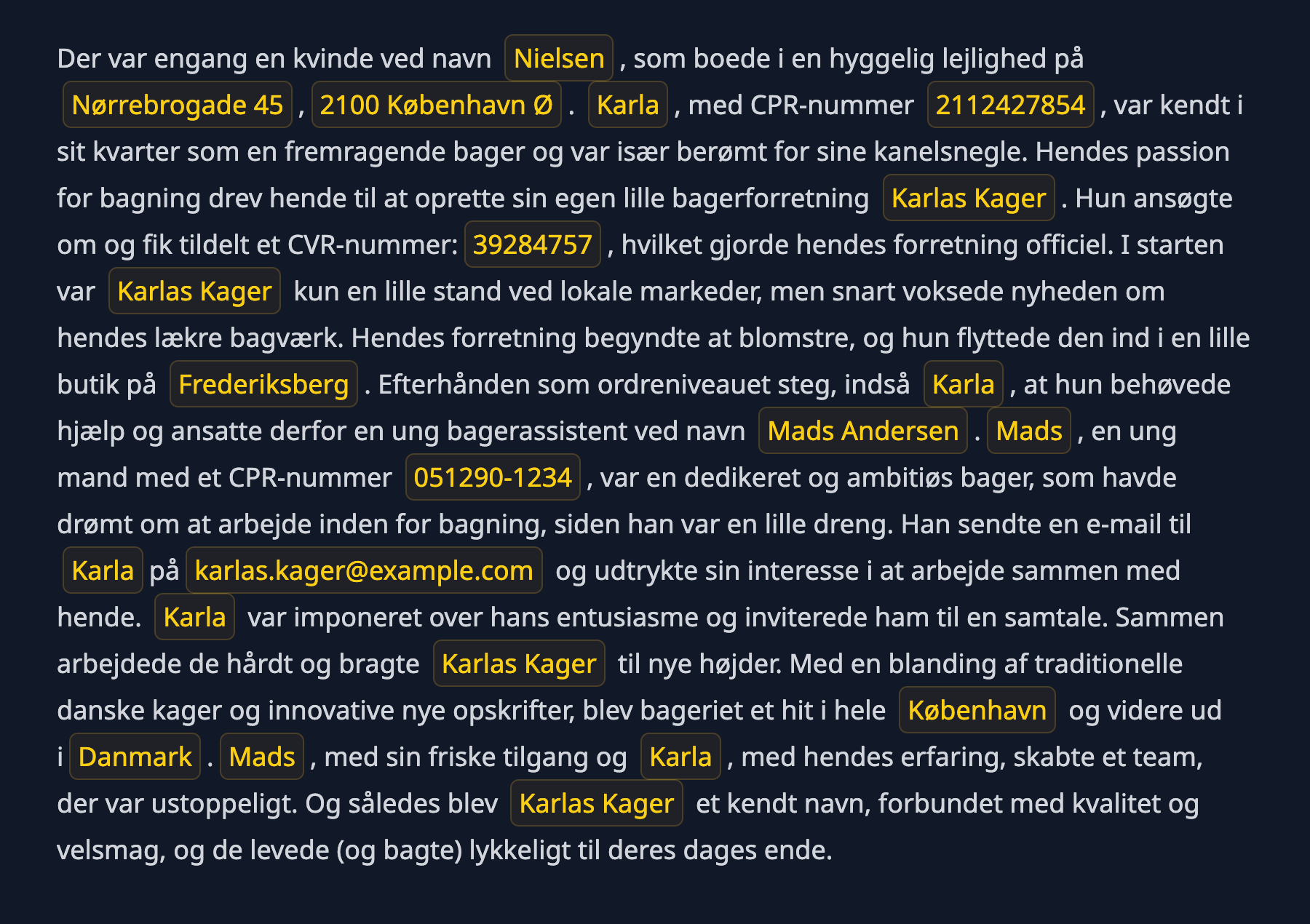 Opdag GDPR data og navngivne entiteter i dine data